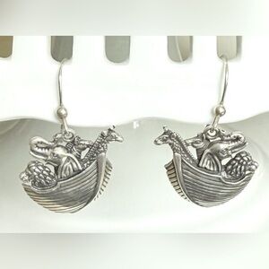 Vintage Kabana 925 Silver Noah’s Ark French Wire Earrings